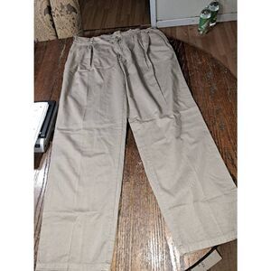 Vintage 40x32 Perry Ellis America Cotton Tan Khaki Pleated Front Pants
